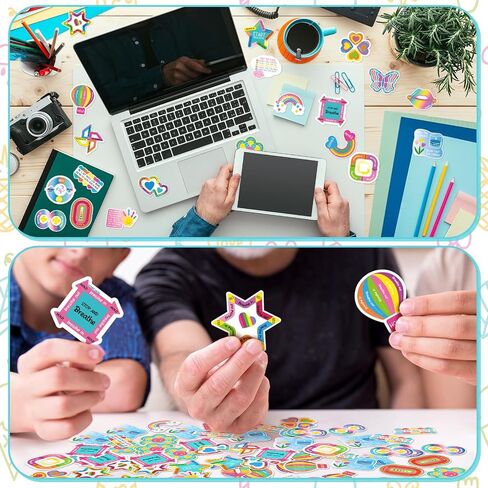 180 Pcs Anxiety Sensory Stickers Sensory Strips Mindfulness Sticker Calm Stickers Anxiety Stickers Adhesive Textured Strips Tactile Fidget Tape for Classroom Desk Adults (Cute) in Saudi Arabia
