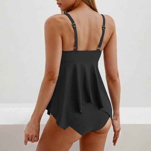 Two Piece Tankini Swimsuits for Women Tummy Control Cutout Bathing Suit Tie Knot Front Flowy Swim Dress with Bottoms in Saudi Arabia