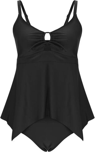 Two Piece Tankini Swimsuits for Women Tummy Control Cutout Bathing Suit Tie Knot Front Flowy Swim Dress with Bottoms in Saudi Arabia