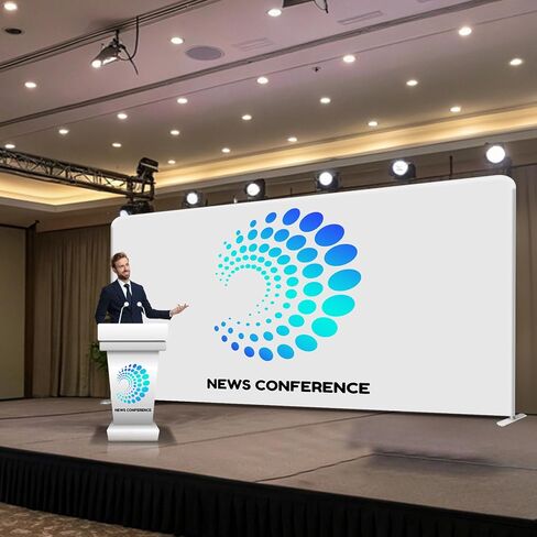7.5x20ft Custom Stand Backdrop, Commercial Tension Fabric Banner with Aluminum Stand, Double-Sided Printing for Trade Show, Weddings, Party, Business in Saudi Arabia
