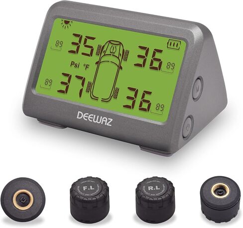 نظام مراقبة ضغط الإطارات، DEEWAZ MY66 Solar TPMS، نظام مراقبة ضغط الإطارات مع 4 أجهزة استشعار TPMS خارجية، 0-116 رطل لكل بوصة مربعة لسيارة SUV MPV بيك اب سيدان للطرق الوعرة in Kuwait