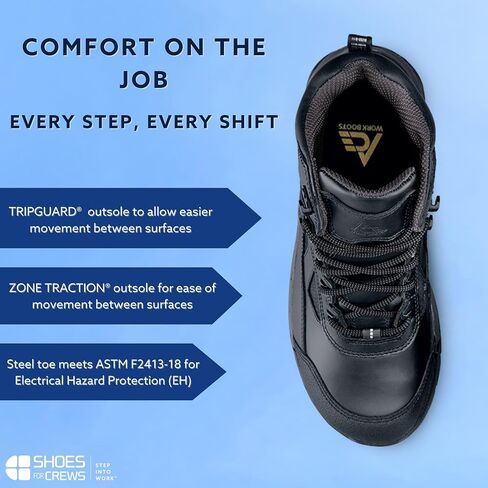 Glacier, Men's Steel Toe (ST) and Nano Composite Toe (NCT) Work Boots, Slip Resistant, Water Resistant, Black in Saudi Arabia