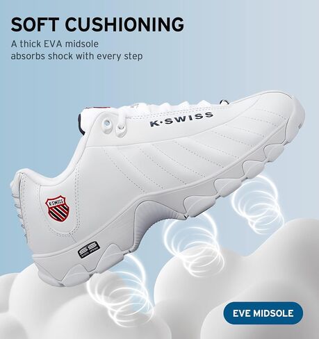 K-Swiss Men's ST329 CMF White/Black/Red 9.5 XW in Saudi Arabia