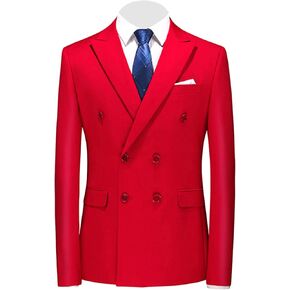 Men's Slim Fit Double Breasted Jacket Slim Fit Business Daily Prom Blazer Peak Lapel Groom Wedding Party Suit Coat