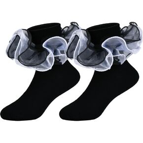 Toddler Baby Girls Ruffle Soft Double Frilly Lace Socks Kids Cute Ankle Cotton Dress Socks in Kuwait