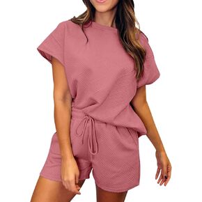 Shorts Sets Women 2 Piece Outfits Summer Loungewear Sets Woman Oversized Short Sleeve Shirts Shorts Cozy Lounge Set