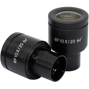 Microscope Kit 2pcs WF10X High Eye-Point Microscope Eyepiece Field of View 20mm/18mm for Biological Microscope Eyepiece, Mounting 23.2mm Microscope Lens Adapters(WF10X-18MM)