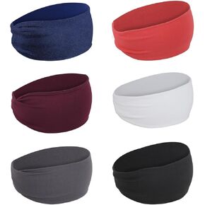 Sports Headbands for Men and Women, Moisture Wicking Workout Headband, Sweatband Headbands for Running, Cycling, Football, Yoga, Hairband for Women and Men 6PCS in Kuwait