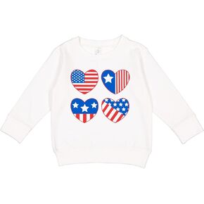 inktastic Fourth Of July American Flag Hearts Toddler Sweatshirt