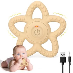 BUSOHA Vibrating Sensory Chew Teether Toy - Baby Teething Toys Sensory Toys for Autism and ADHD Toddler Kids Calming Travel Essentials for Airplane Car Gifts for Babies 6-18 Months