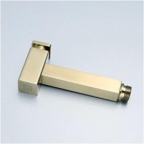 Bidet Sprayer for Toilet, Handheld Sprayer Kit Solid Brass Handheld Bidet Cloth Diaper Sprayer Set Pushing Button Square Toilet Sprayer,Brushed Gold,C（C）