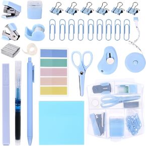 Mini Office Supply Kit, Pink Mini Stapler with Staples and Tape Dispenser Set, Mini Stationary Kit includes Sticky Notes Index Tabs Highlighters Gel Pens for Office & School Annotating Books (Pink) in Saudi Arabia