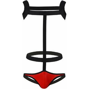 Maiyifu-GJ Men's Nylon Body Chest Jockstrap One Piece Harness G-String Bodysuit Backless Wrestling Singlet Leotard Underwear