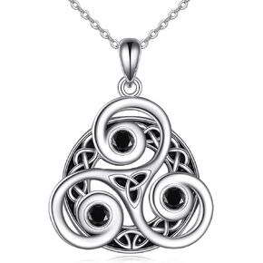 URONE Celtic Knot Necklace 925 Sterling Silver Viking Moon Pendant Necklace Triskelion Celtic Jewelry Gifts for Women in Saudi Arabia