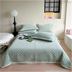 Bed Four Pieces Set Bedspread on The Bed Cover Cotton Mattress Topper Bedspreads & coverlets Plush Blanket Bed Sheets Set Couple Bed Quilt(Blu,3pcs 200cmx225cm)