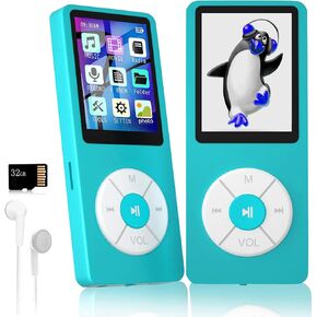 MP3 Player with 32GB TF Card,Built-in HD Speaker,Portable HiFi Music Player with Video/Voice Recorder/FM Radio/Photo Viewer/E-Book Player for Kids