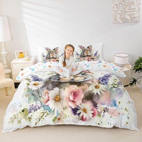 Cartoon Giraffe Duvet Cover Set Toddler Size,African Wildlife Animals Bedding Set,Starry Galaxy Cloud Quilt Cover for Kids,Comforter Cover(No Filler),2 Pcs in Saudi Arabia