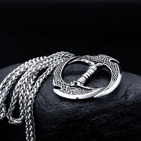 زدويرك قلادة فايكنغ للرجال، قلادة سيف هلال مزدوجة الحواف من الستانلس ستيل، هدية مجوهرات فايكنغ للاولاد، مقاس S، معدن، بدون احجار كريمة, معدن, لا أحجار كريمة in Kuwait