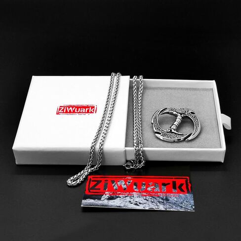 زدويرك قلادة فايكنغ للرجال، قلادة سيف هلال مزدوجة الحواف من الستانلس ستيل، هدية مجوهرات فايكنغ للاولاد، مقاس S، معدن، بدون احجار كريمة, معدن, لا أحجار كريمة in Kuwait