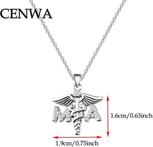 CENWA MA هدية مساعد طبي MA Caduceus Angel قلادة هدية التخرج الطبي MA هدية الطالب in Saudi Arabia
