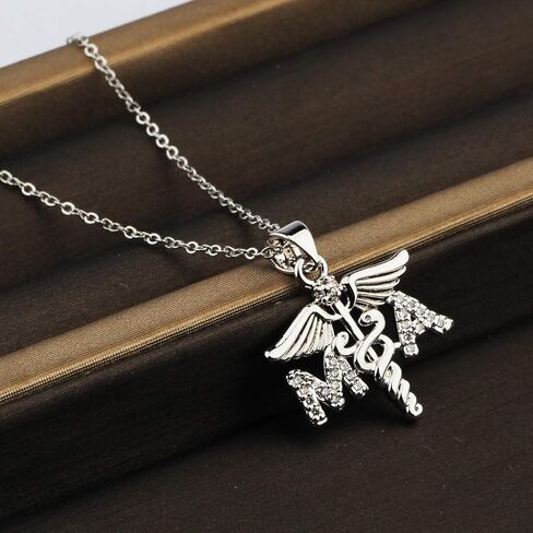 CENWA MA هدية مساعد طبي MA Caduceus Angel قلادة هدية التخرج الطبي MA هدية الطالب in Saudi Arabia