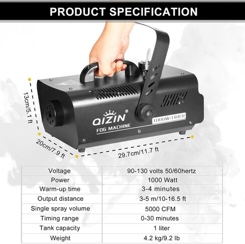 Fog Machine, 500+ Watts Smoke Machine with 8 LED Par Lights, Wireless Remote, Auto Mode-Perfect for Indoor Outdoor Party Halloween Wedding and Stage Effect in Saudi Arabia