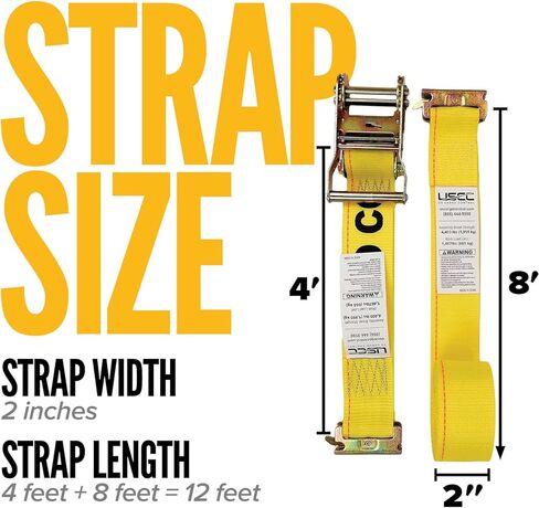 أشرطة سقاطة E-Track للتحكم في البضائع الأمريكية (8 عبوات)، 2 بوصة × 12 قدم، أشرطة ETrack صفراء شديدة التحمل مع نهاية ثابتة 4 أقدام وتركيبات زنبركية، 1,467 رطل. حد حمل العمل، أشرطة السقاطة اللوجستية in Kuwait