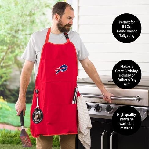 مريلة شواء نهائية من فريق سبورتس أمريكا NFL سياتل سي هوكس | فتاحة زجاجات وحامل مشروبات معزول | قماش قطني متين وشديد التحمل 300 جرام في المتر المربع | يمكن غسله في الغسالة | أشرطة قابلة للتعديل in Kuwait