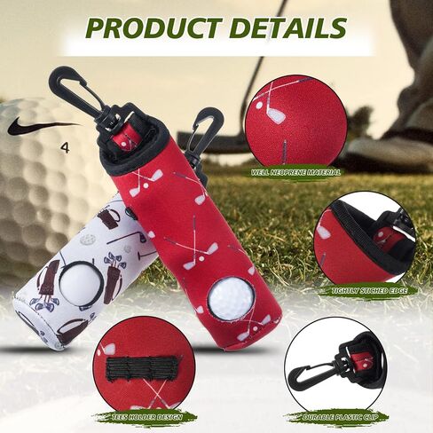 4 Pieces Golf Tee Holder Golf Ball Carry Bag Pouch Golf Ball Holder Keychain Belt Clip Golf Gifts Accessories (Black,Simple) in Saudi Arabia