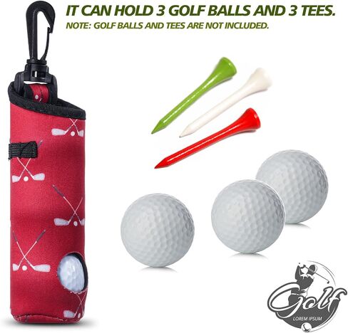4 Pieces Golf Tee Holder Golf Ball Carry Bag Pouch Golf Ball Holder Keychain Belt Clip Golf Gifts Accessories (Black,Simple) in Saudi Arabia