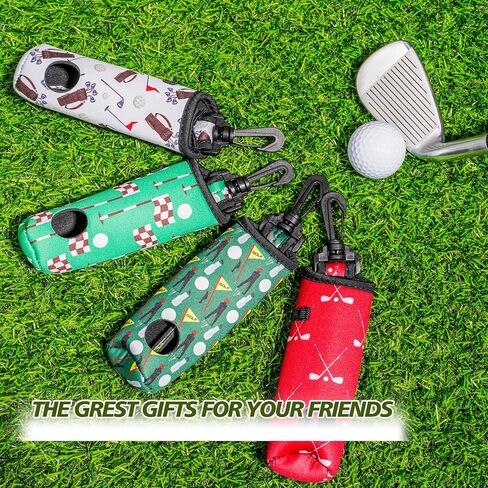4 Pieces Golf Tee Holder Golf Ball Carry Bag Pouch Golf Ball Holder Keychain Belt Clip Golf Gifts Accessories (Black,Simple) in Saudi Arabia