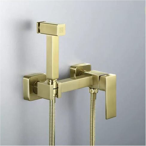 Bidet Sprayer for Toilet,Brushed Gold Handheld Sprayer Kit,Brass Baby Cloth Diaper Sprayer Kit with 59 Inch Stainless Steel Hose for Feminine Hygiene,A（A） in Saudi Arabia