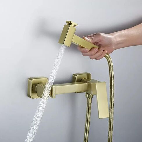 Bidet Sprayer for Toilet,Brushed Gold Handheld Sprayer Kit,Brass Baby Cloth Diaper Sprayer Kit with 59 Inch Stainless Steel Hose for Feminine Hygiene,A（A） in Saudi Arabia