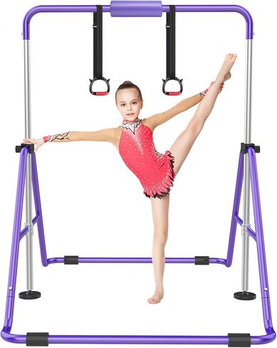 Gymnastic Bars for Kids with Adjustable Height, Folding Gymnastic Training Kip Bar, Junior Expandable Horizontal Monkey Bar for Home in Kuwait