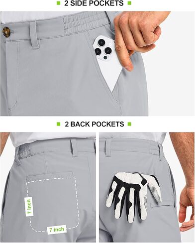 33,000ft Men's Golf Shorts 9" Dry Fit Stretch Golf Short UPF 50+ Lightweight Flat Front Golf Shorts with Pockets in Kuwait