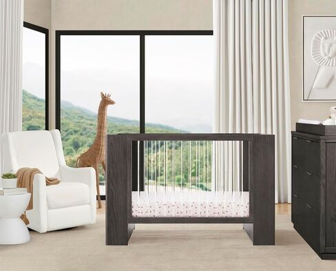 Delta Kids Aerin Crib 6 قطع أثاث حضانة الأطفال-في الإضافات: سرير قابل للتحويل ، 6 درج أرجاء ، قمة تغيير ، مرتبة سرير ، صفائح ووسادة متغيرة ، رمادي ريفي in Saudi Arabia