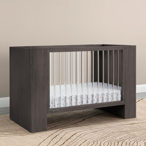 Delta Kids Aerin Crib 6 قطع أثاث حضانة الأطفال-في الإضافات: سرير قابل للتحويل ، 6 درج أرجاء ، قمة تغيير ، مرتبة سرير ، صفائح ووسادة متغيرة ، رمادي ريفي in Saudi Arabia