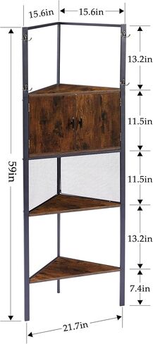 VECELO Corner Table/Cabinet with Storage Shelves, Free-Standing Organizer for Compact Space in Living Room/Study/Lobby/Bedroom in Kuwait