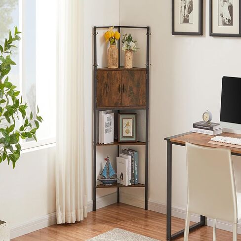 VECELO Corner Table/Cabinet with Storage Shelves, Free-Standing Organizer for Compact Space in Living Room/Study/Lobby/Bedroom in Kuwait