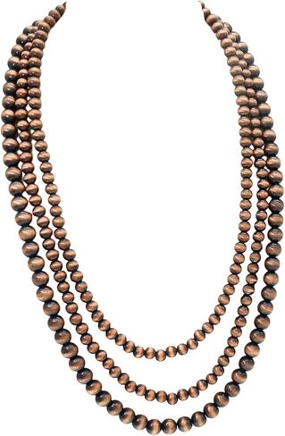 الغربية المعدنية نافاجو اللؤلؤ المختنق قلادة للنساء رعاة البقر متعدد الطبقات اللؤلؤ الفيروز مطرز بوهو شيك بيان قلادة جنوب غرب in Kuwait