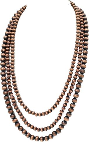 الغربية المعدنية نافاجو اللؤلؤ المختنق قلادة للنساء رعاة البقر متعدد الطبقات اللؤلؤ الفيروز مطرز بوهو شيك بيان قلادة جنوب غرب in Kuwait