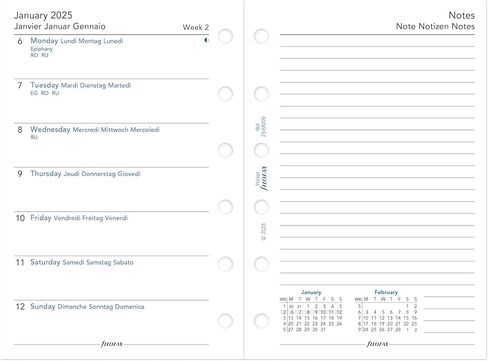 إعادة تعبئة مذكرات تقويم فيلوفاكس، حجم الجيب، أسبوع على صفحة واحدة مع ملاحظات، ورق أبيض، متعدد اللغات: أربع لغات، 2024 (C68209-24) in Kuwait