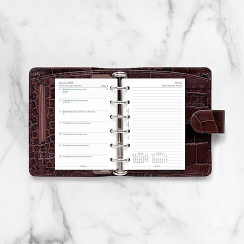 إعادة تعبئة مذكرات تقويم فيلوفاكس، حجم الجيب، أسبوع على صفحة واحدة مع ملاحظات، ورق أبيض، متعدد اللغات: أربع لغات، 2024 (C68209-24) in Kuwait