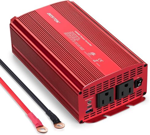 BESTEK 1000W Car Power Inverter, DC 12V to 110V Car Power Converter with 2 AC Ports Multi-Protection 1000 watt Power Inverter for Vehicles/Car/RV/Home, Terminals Power Cables Input,Road Trip Essential in Kuwait