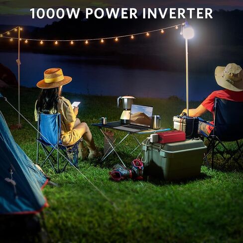 BESTEK 1000W Car Power Inverter, DC 12V to 110V Car Power Converter with 2 AC Ports Multi-Protection 1000 watt Power Inverter for Vehicles/Car/RV/Home, Terminals Power Cables Input,Road Trip Essential in Kuwait