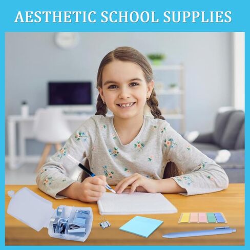 Mini Office Supply Kit, Pink Mini Stapler with Staples and Tape Dispenser Set, Mini Stationary Kit includes Sticky Notes Index Tabs Highlighters Gel Pens for Office & School Annotating Books (Pink) in Saudi Arabia