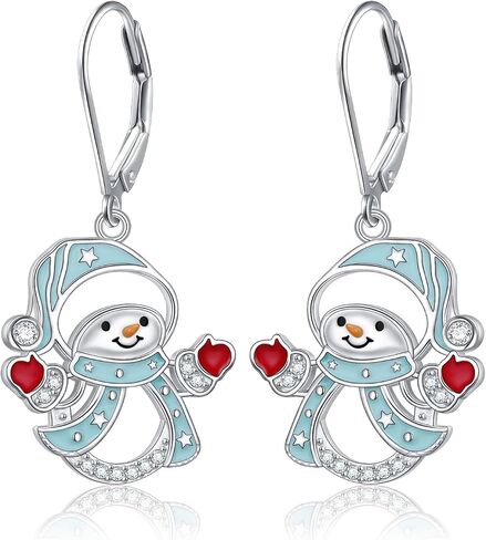S925 Sterling Silver Christmas Tree Earrings Christmas Dangle Drop Leverback Earrings for Women Hypoallergenic Holiday X-Mas Jewelry in Kuwait