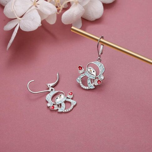 S925 Sterling Silver Christmas Tree Earrings Christmas Dangle Drop Leverback Earrings for Women Hypoallergenic Holiday X-Mas Jewelry in Kuwait