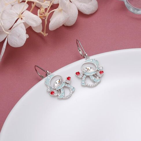 S925 Sterling Silver Christmas Tree Earrings Christmas Dangle Drop Leverback Earrings for Women Hypoallergenic Holiday X-Mas Jewelry in Kuwait