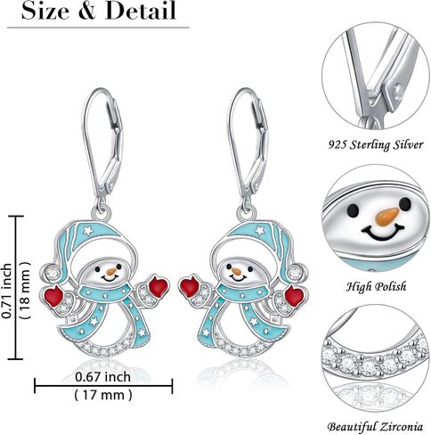S925 Sterling Silver Christmas Tree Earrings Christmas Dangle Drop Leverback Earrings for Women Hypoallergenic Holiday X-Mas Jewelry in Kuwait